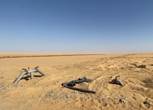 The Palm Oasis عن الانتهاء من تنفيذ شبكة مواسير الري في كامل مساحة المزرعة، إلى جانب إتمام شبكة السور الشجري التي تُعد من أهم